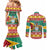 Guyana Christmas Couples Matching Mermaid Dress and Long Sleeve Button Shirt Coat Of Arms with Flag Style