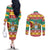 Guyana Christmas Couples Matching Off The Shoulder Long Sleeve Dress and Long Sleeve Button Shirt Coat Of Arms with Flag Style