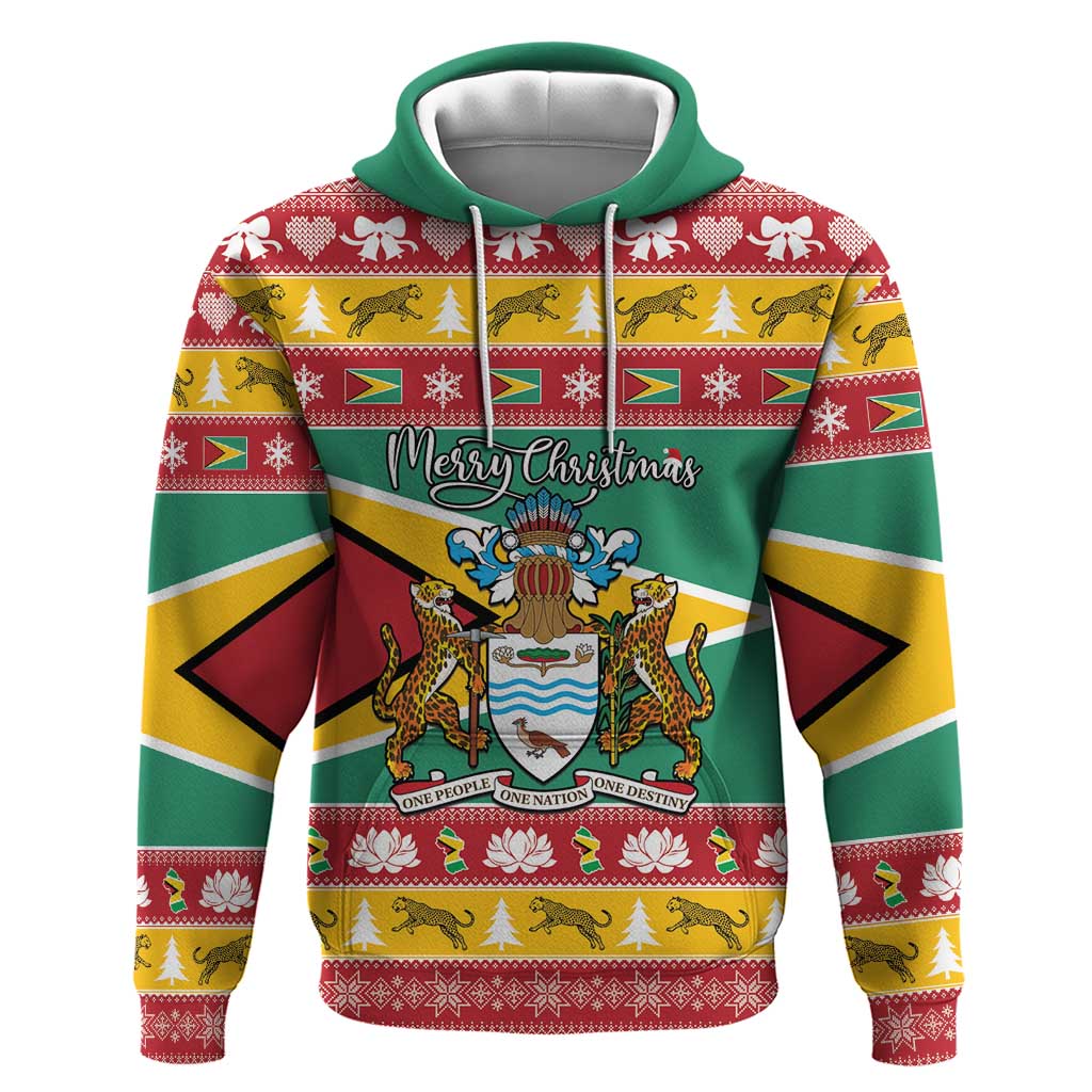 Guyana Christmas Hoodie Coat Of Arms with Flag Style - Wonder Print Shop