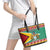 Guyana Christmas Leather Tote Bag Coat Of Arms with Flag Style - Wonder Print Shop