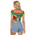 Guyana Christmas Raglan Cropped T Shirt Coat Of Arms with Flag Style - Wonder Print Shop