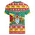 Guyana Christmas Women V-Neck T-Shirt Coat Of Arms with Flag Style - Wonder Print Shop