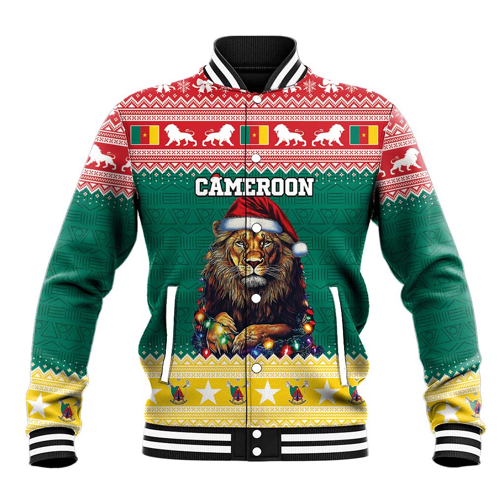 Cameroon Christmas Baseball Jacket Lion Santa Joyeux Noel - Wonder Print Shop