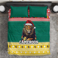 Green bedding set with lion-Santa graphic and CAMEROON text, plus two matching pillowcases