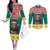 Cameroon Christmas Couples Matching Off The Shoulder Long Sleeve Dress and Long Sleeve Button Shirt Lion Santa Joyeux Noel