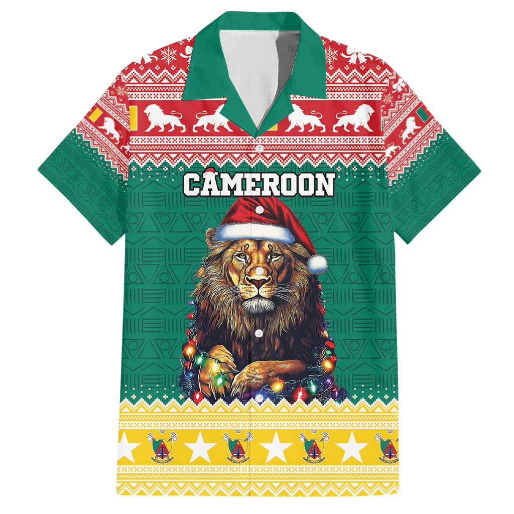 Cameroon Christmas Hawaiian Shirt Lion Santa Joyeux Noel - Wonder Print Shop