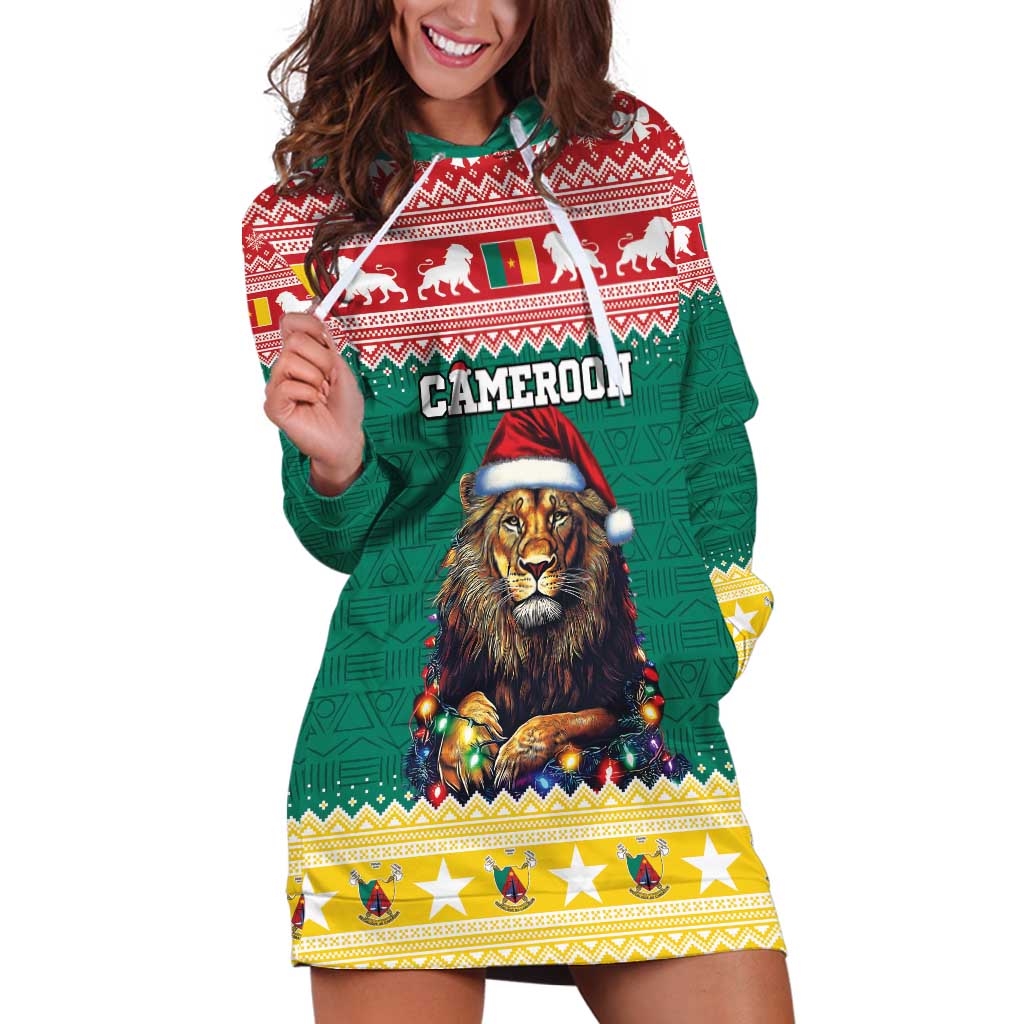 Cameroon Christmas Hoodie Dress Lion Santa Joyeux Noel - Wonder Print Shop