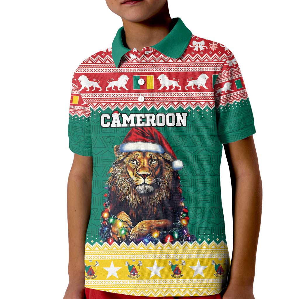 Cameroon Christmas Kid Polo Shirt Lion Santa Joyeux Noel - Wonder Print Shop