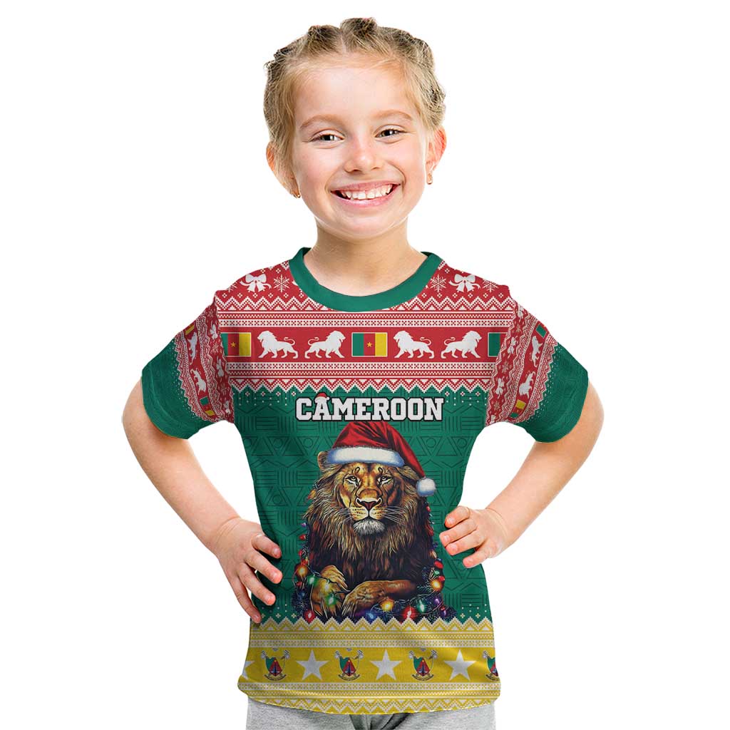 Cameroon Christmas Kid T Shirt Lion Santa Joyeux Noel - Wonder Print Shop