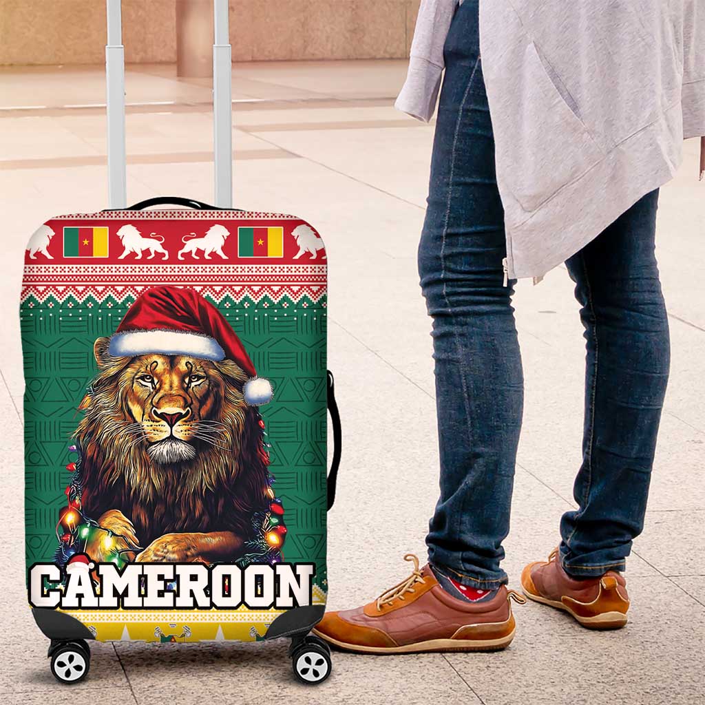 Cameroon Christmas Luggage Cover Lion Santa Joyeux Noel - Wonder Print Shop