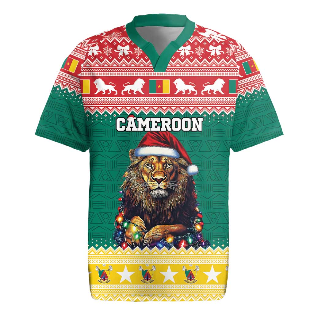 Cameroon Christmas Rugby Jersey Lion Santa Joyeux Noel - Wonder Print Shop