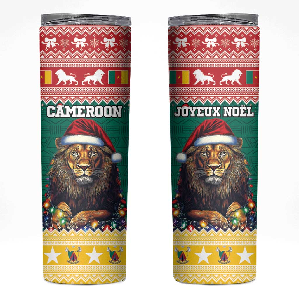 Cameroon Christmas Skinny Tumbler Lion Santa Joyeux Noel - Wonder Print Shop