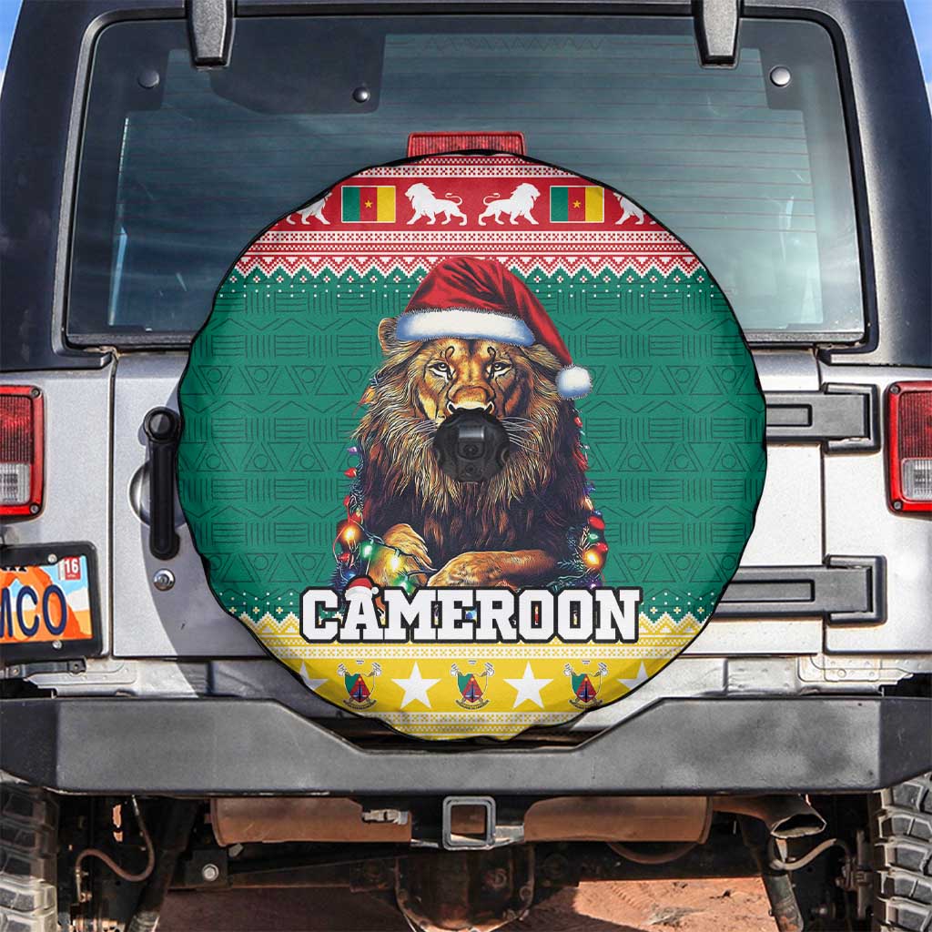 Cameroon Christmas Spare Tire Cover Lion Santa Joyeux Noel - Wonder Print Shop