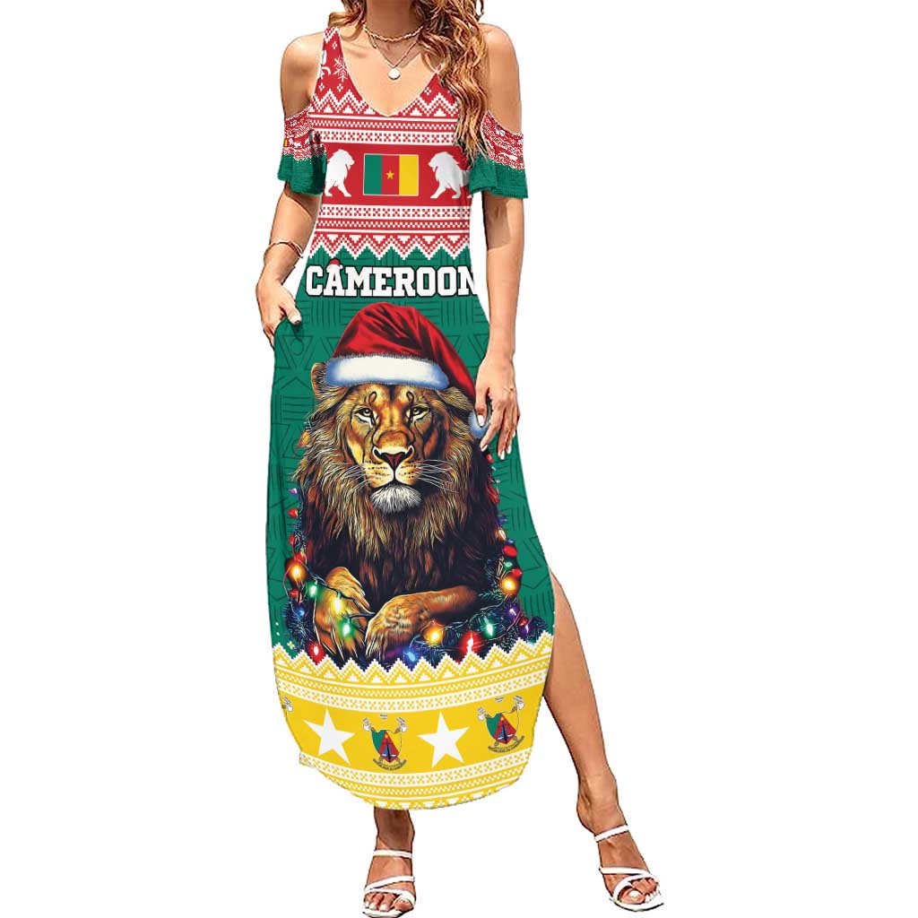 Cameroon Christmas Summer Maxi Dress Lion Santa Joyeux Noel - Wonder Print Shop