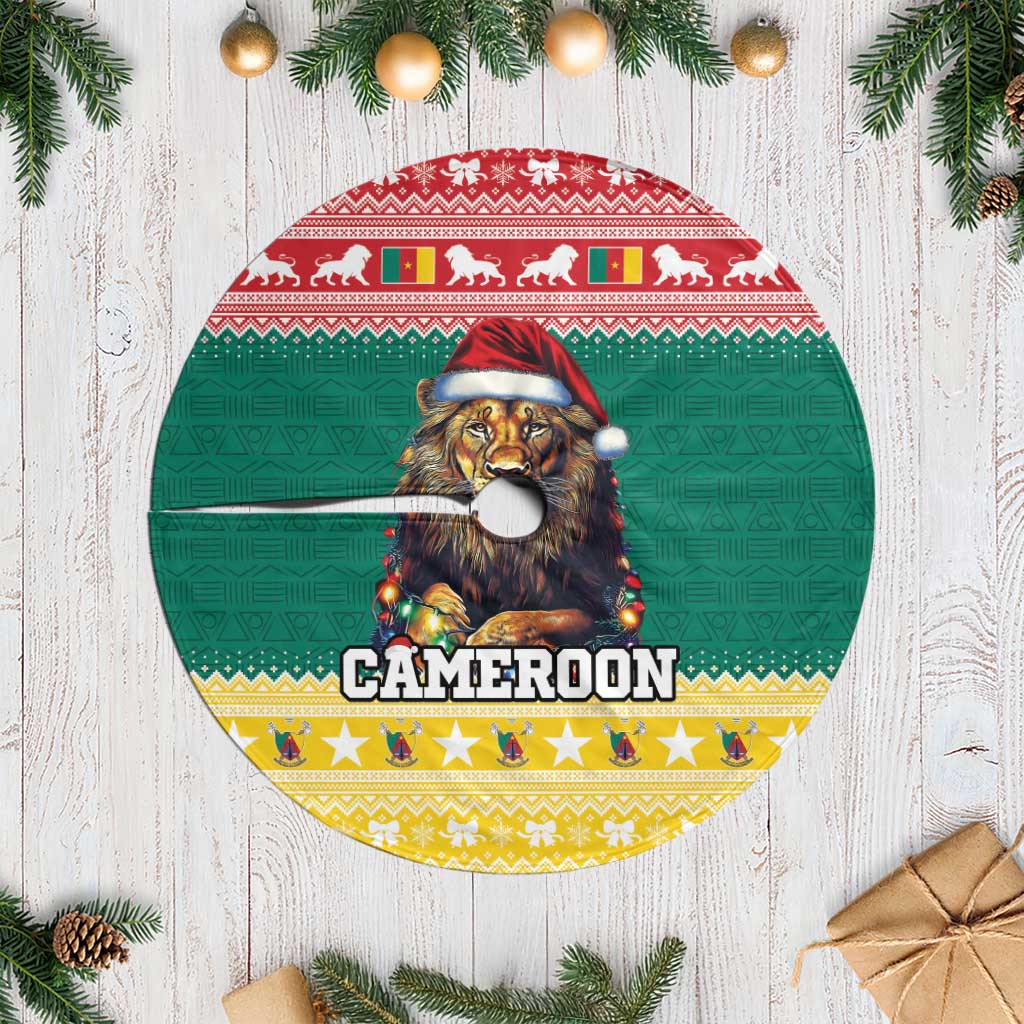 Cameroon Christmas Tree Skirt Lion Santa Joyeux Noel - Wonder Print Shop