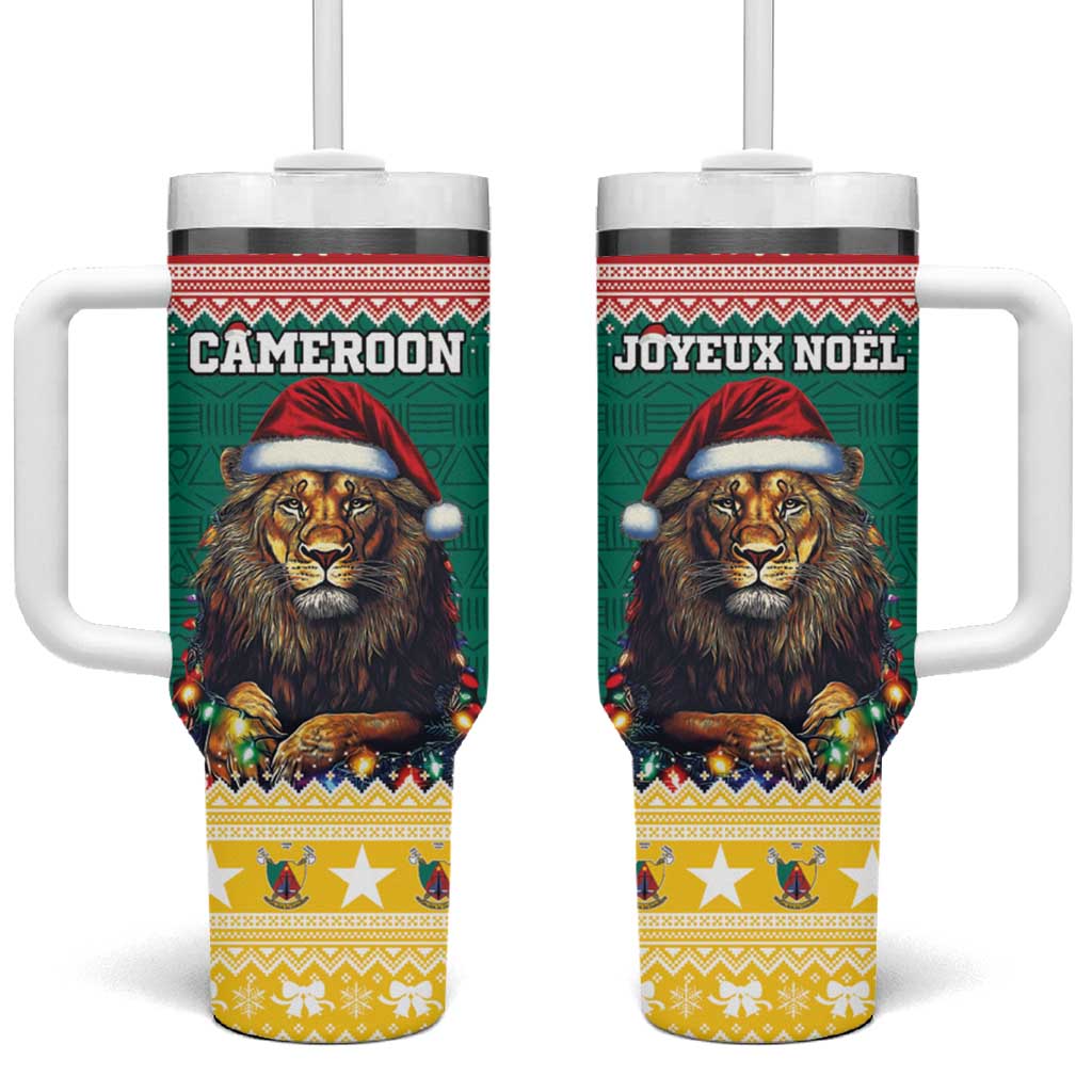 Cameroon Christmas Tumbler With Handle Lion Santa Joyeux Noel - Wonder Print Shop