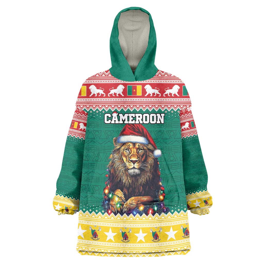 Cameroon Christmas Wearable Blanket Hoodie Lion Santa Joyeux Noel