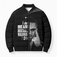 Malcolm X El-Hajj Malik El-Shabazz Bomber Puffer Jacket By Any Means Necessary - Wonder Print Shop