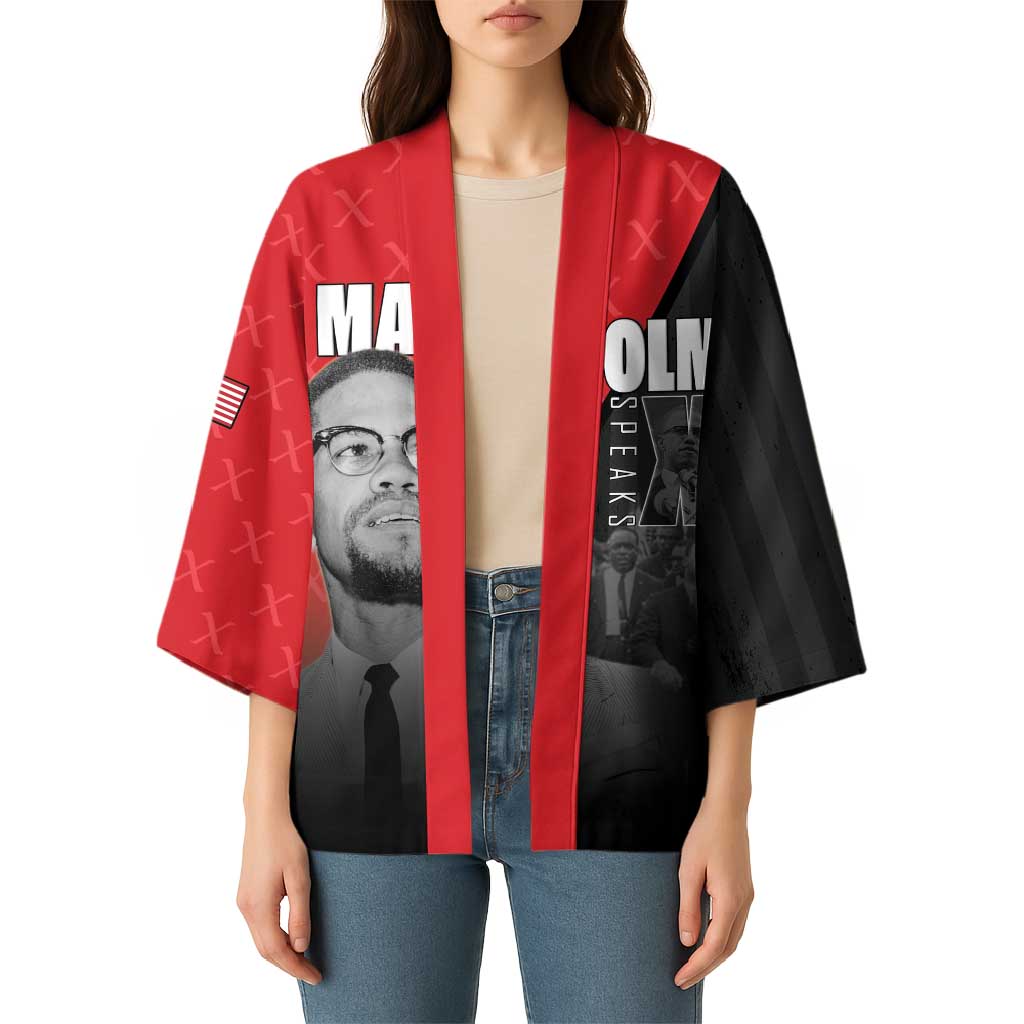 African America Heroes Kimono Malcolm X Speaks - Wonder Print Shop