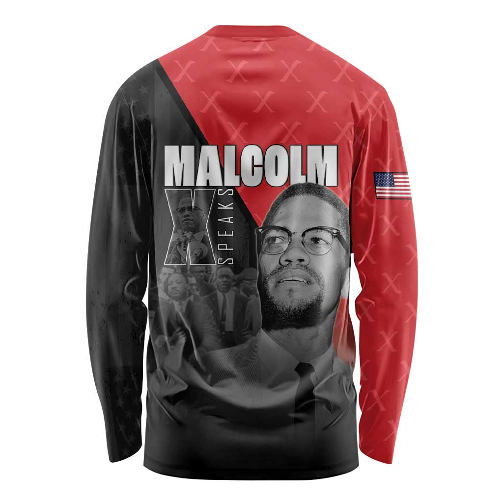 African America Heroes Long Sleeve Shirt Malcolm X Speaks - Wonder Print Shop