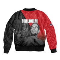 African America Heroes Sleeve Zip Bomber Jacket Malcolm X Speaks - Wonder Print Shop