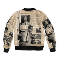 Malcolm X Bomber Jacket Vintage Newspaper Print Style - Wonder Print Shop