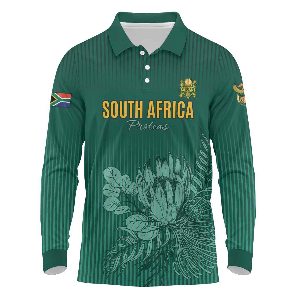 Custom South Africa Cricket Long Sleeve Polo Shirt Road To Champions