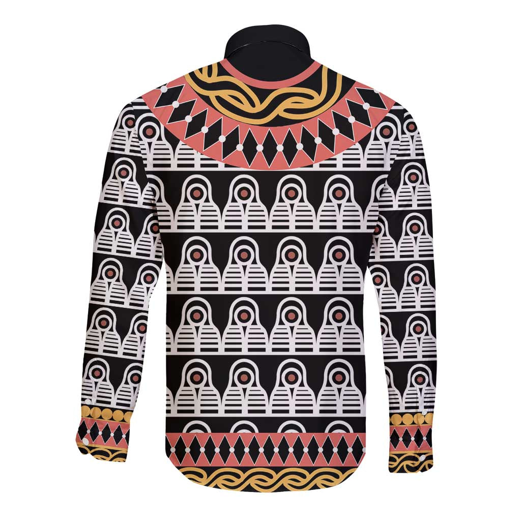 Cameroon Toghu Traditional Pattern Long Sleeve Button Shirt