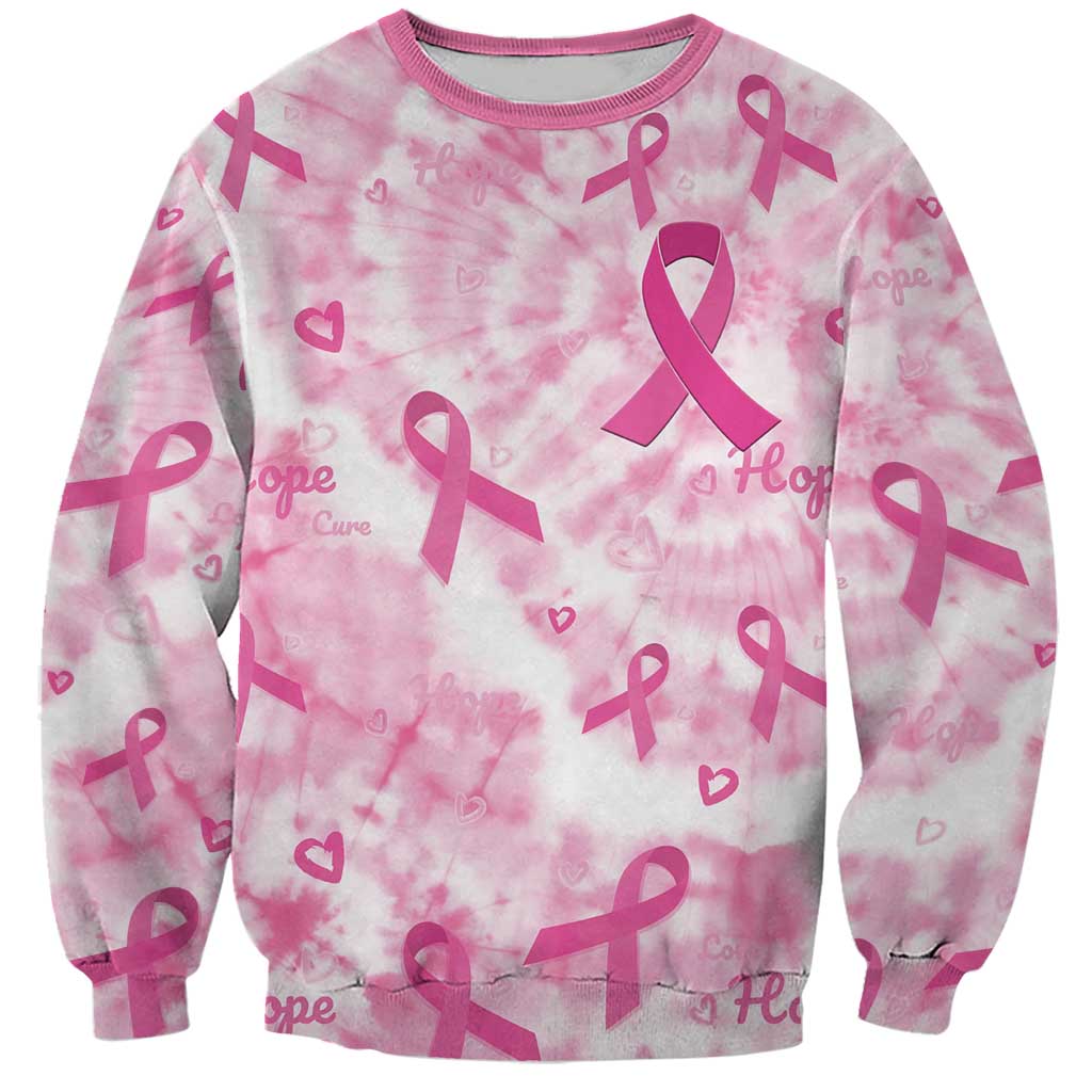 Breast Cancer Awareness Pink Ribbon Sweatshirt Tie Dye Style - Wonder Print Shop