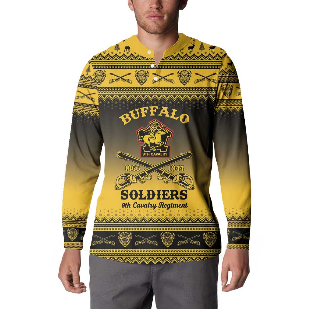 Buffalo Soldiers Christmas Button Sweatshirt 9th Cavalry Regiment - Wonder Print Shop