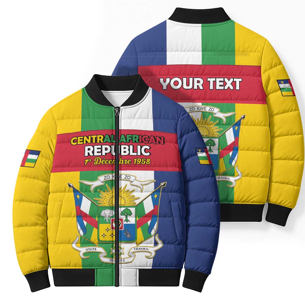 Personalized Central African Republic Bomber Puffer Jacket Happy Republic Day - Wonder Print Shop