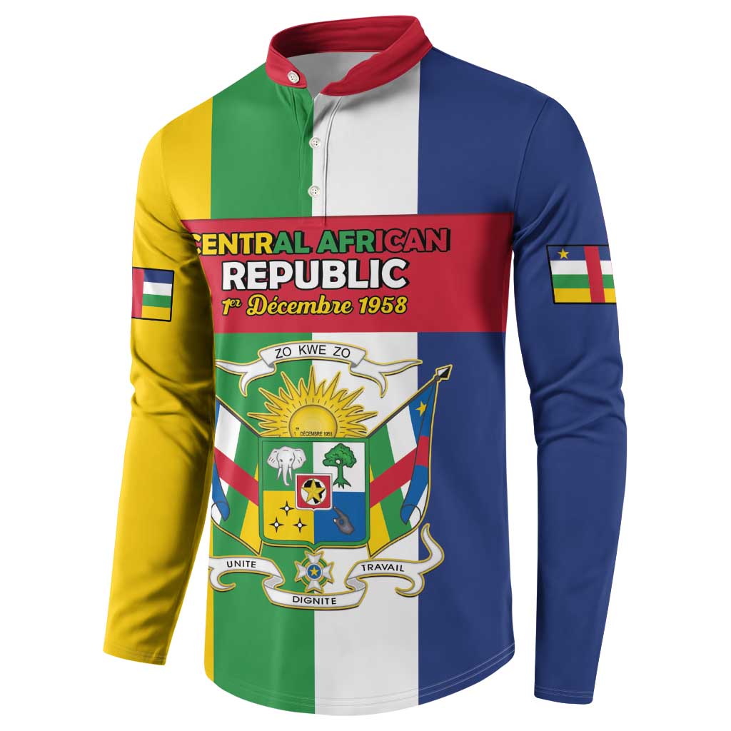 Personalized Central African Republic Button Sweatshirt Happy Republic Day - Wonder Print Shop