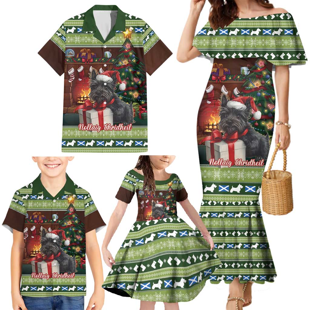 Scotland Christmas Family Matching Mermaid Dress and Hawaiian Shirt Scottish Terrier - Nollaig Chridheil - Wonder Print Shop