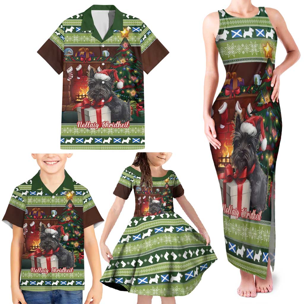 Scotland Christmas Family Matching Tank Maxi Dress and Hawaiian Shirt Scottish Terrier - Nollaig Chridheil - Wonder Print Shop