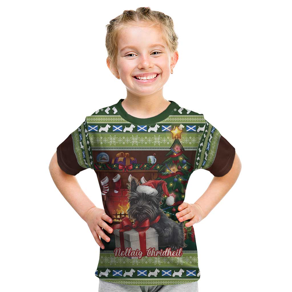 Scotland Christmas Kid T Shirt Scottish Terrier - Nollaig Chridheil - Wonder Print Shop