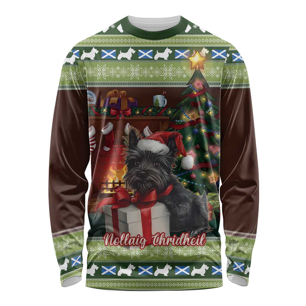 Scotland Christmas Long Sleeve Shirt Scottish Terrier - Nollaig Chridheil - Wonder Print Shop