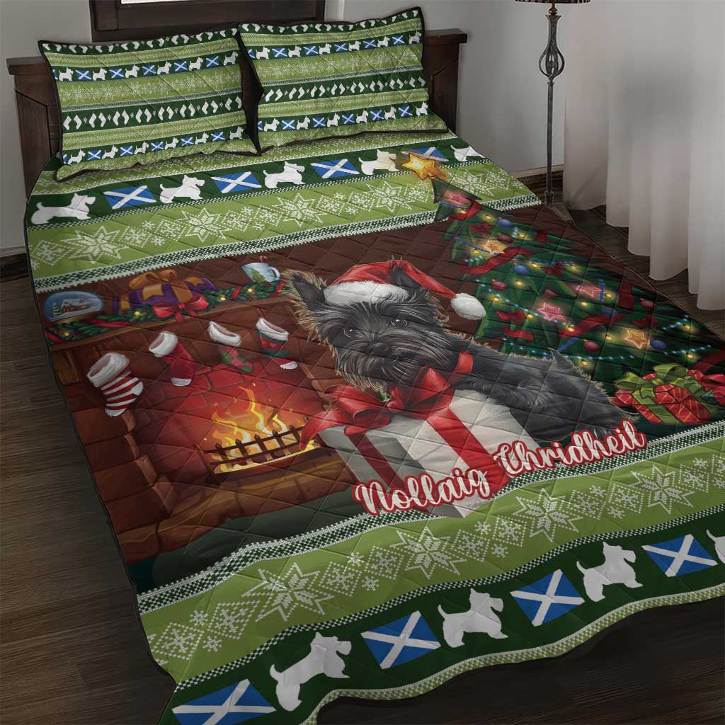 Scotland Christmas Quilt Bed Set Scottish Terrier - Nollaig Chridheil