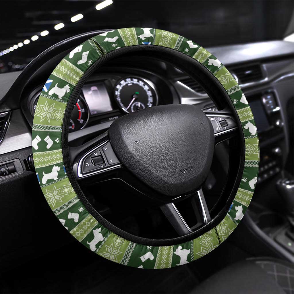 Scotland Christmas Steering Wheel Cover Scottish Terrier - Nollaig Chridheil