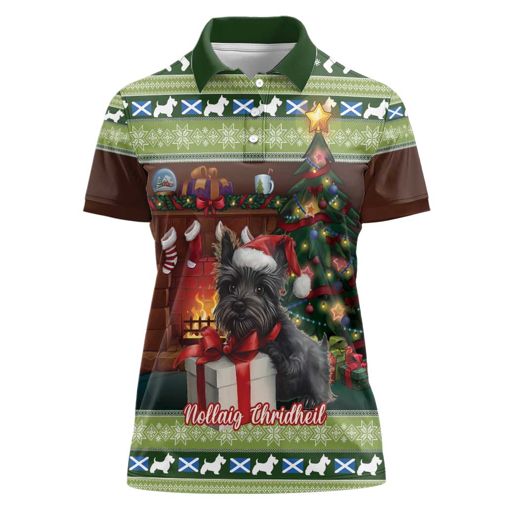 Scotland Christmas Women Polo Shirt Scottish Terrier - Nollaig Chridheil