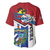 Red, white, and blue baseball jersey back view with eagle graphic and CUBA text