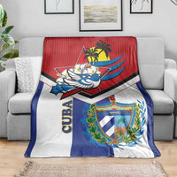 Cuba independence throw blanket with striped design, bird artwork, and shield emblem