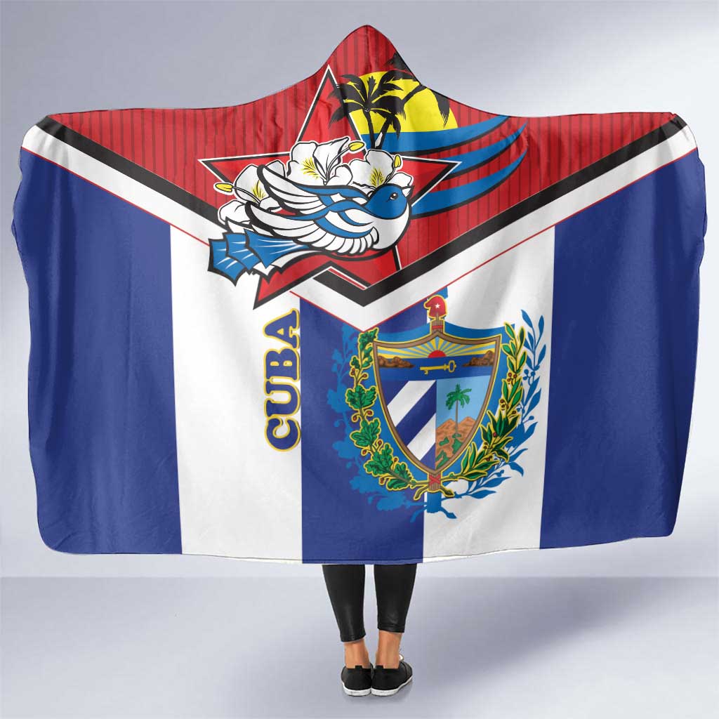 Cuba Independence Day Hooded Blanket Cuban Trogon Mix Hedychium Coronarium