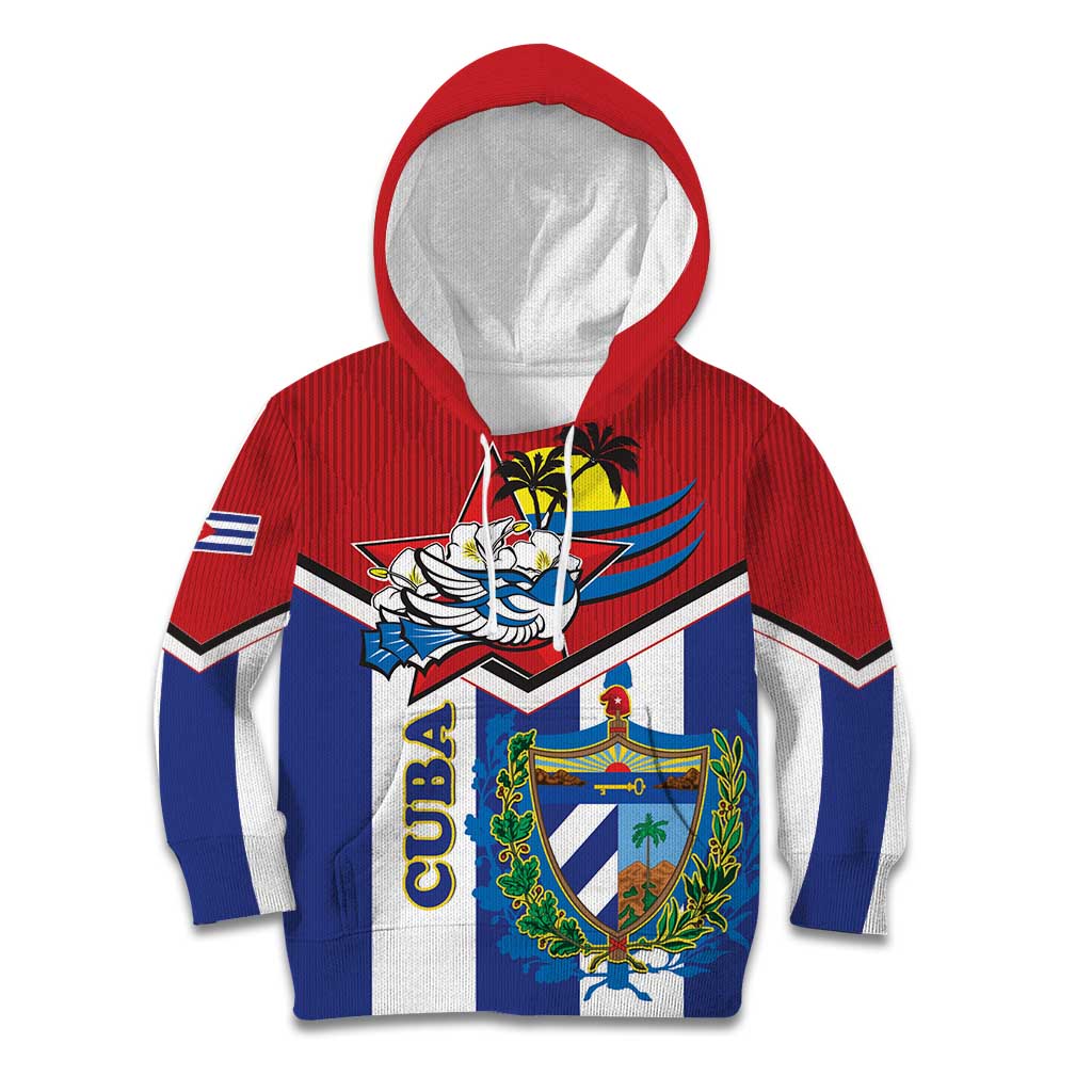 Cuba Independence Day Kid Hoodie Cuban Trogon Mix Hedychium Coronarium