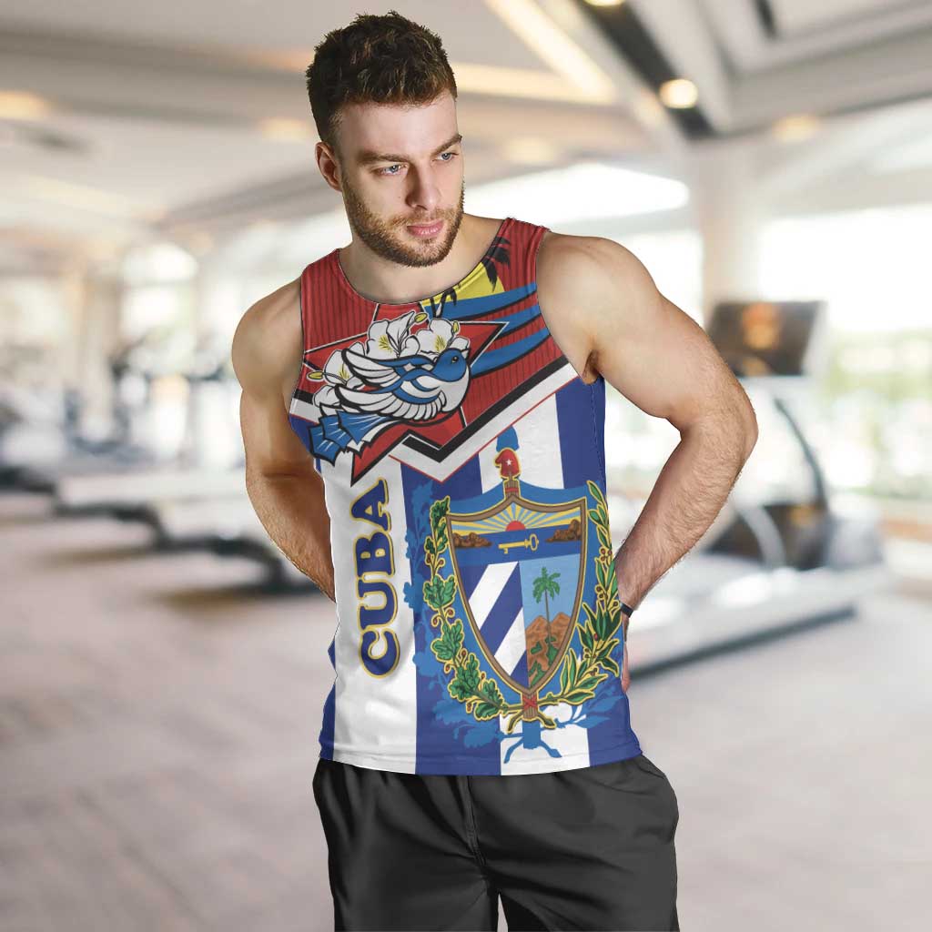 Cuba Independence Day Men Tank Top Cuban Trogon Mix Hedychium Coronarium - Wonder Print Shop