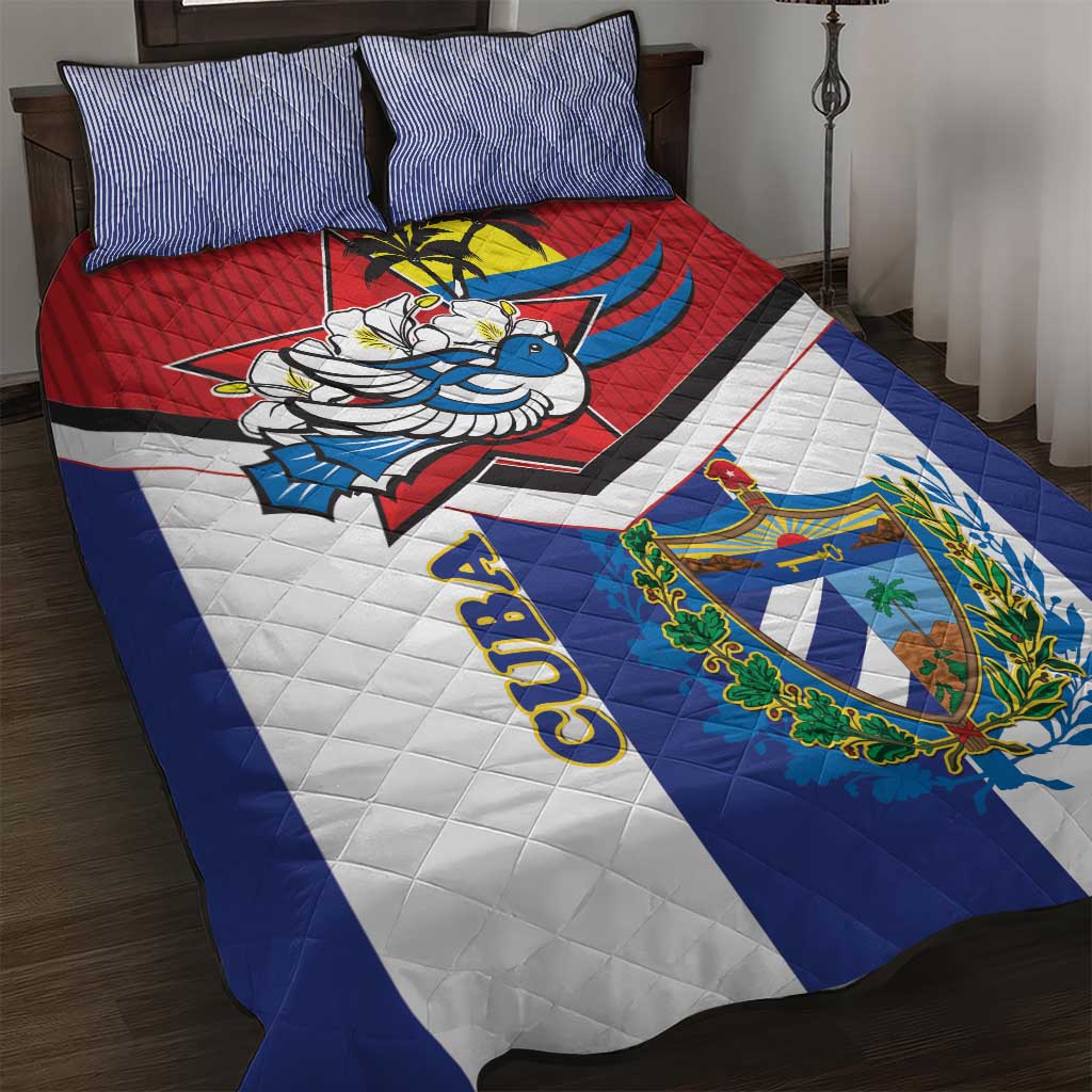 Cuba Independence Day Quilt Bed Set Cuban Trogon Mix Hedychium Coronarium - Wonder Print Shop