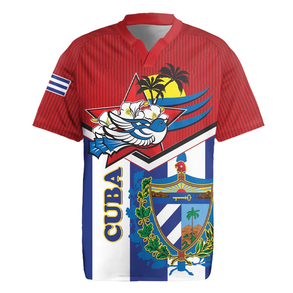 Cuba Independence Day Rugby Jersey Cuban Trogon Mix Hedychium Coronarium - Wonder Print Shop