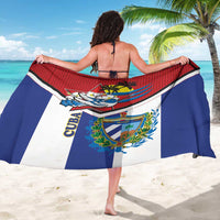 Cuba flag sarong in blue, red, and white with coat-of-arms crest center