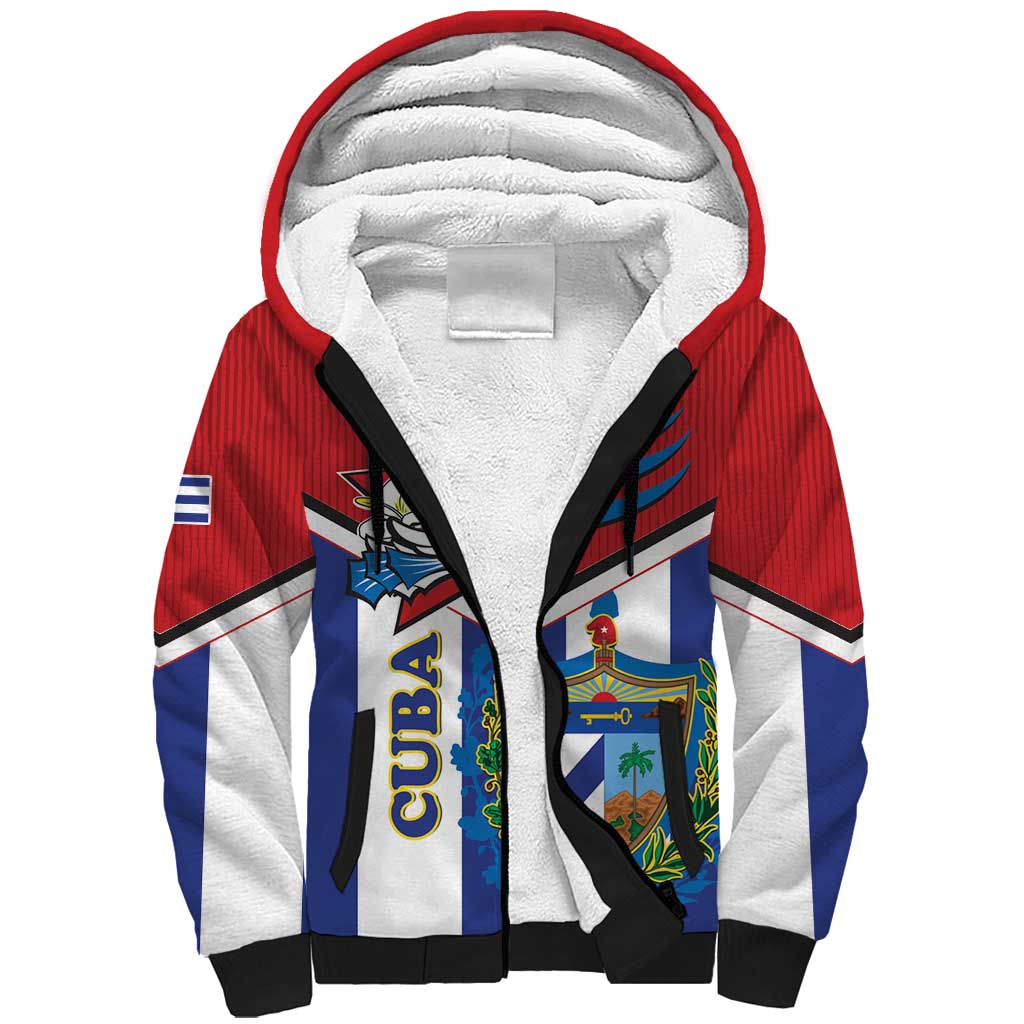 Cuba Independence Day Sherpa Hoodie Cuban Trogon Mix Hedychium Coronarium