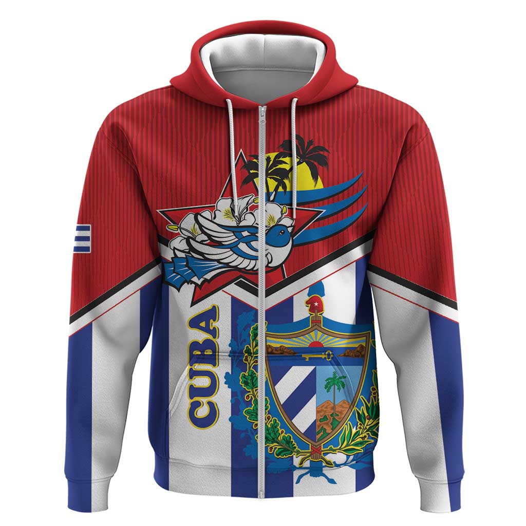 Cuba Independence Day Zip Hoodie Cuban Trogon Mix Hedychium Coronarium - Wonder Print Shop