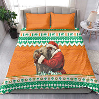 Christmas bedding set duvet in orange and green with elephant-Santa hug, plus two orange pillows